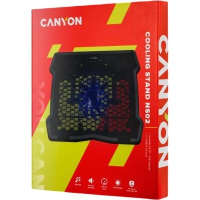 Подставка для ноутбука Canyon NS02, 10-15.6 laptop, single fan with 2x2.0 USB hub (CNE-HNS02)