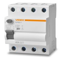 Диференційне реле (ПЗВ) Videx RESIST АС 4п 30мА 10кА 40А (VF-RS10-DR4AC40)