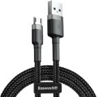 Дата кабель USB 2.0 AM to Micro 5P 0.5m Cafule 2.4A Black-Grey Baseus (CAMKLF-AG1)