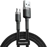 Дата кабель USB 2.0 AM to Micro 5P 0.5m Cafule 2.4A Black-Grey Baseus (CAMKLF-AG1)
