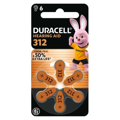 Батарейка Duracell для слухових апаратів розмір 312, 6 шт. в упаковці (5007516/5011449)