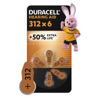 Батарейка Duracell для слуховых аппаратов размер 312, 6 шт. в упаковке (5007516/5011449)