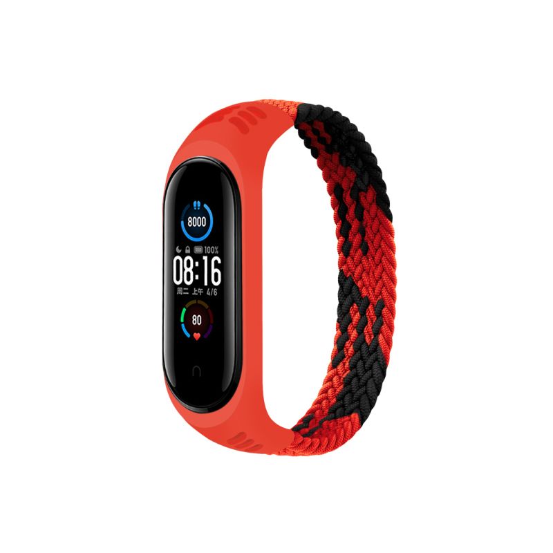Ремешок для фитнес браслета BeCover Elastic Nylon Style для Xiaomi Mi Smart Band 5/6 (Size M) Black-Red (706146)