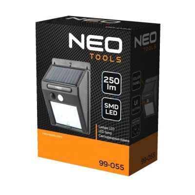 Прожектор Neo Tools 250 люмен, 1200 мАг, 3.7 Li-Ion, SMD LED, датчик руху та сутінків, IP44 (99-055)