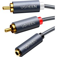 Кабель мультимедийный 3.5mm F to 2xRCA M 0.25m Black Ugreen (10561)