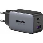 Зарядний пристрій Ugreen 2xUSB-C + 1xUSB 65W GaN gray (10335)