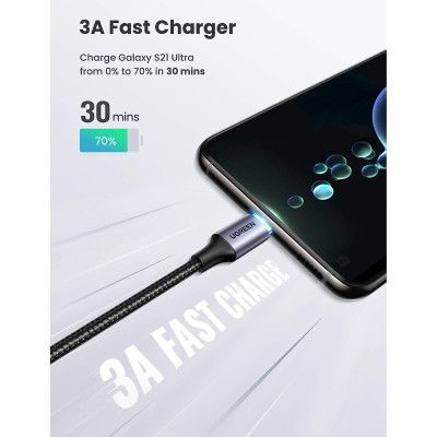 Дата кабель USB-C to USB-C 3.0m 60W US255 90-degree Angle Black Ugreen (80714)
