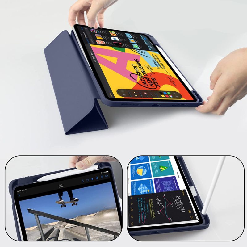 Чехол для планшета BeCover Tri Fold Soft TPU mount Apple Pencil Apple iPad Air 5 (2022) 10.9" Deep Blue (708454)