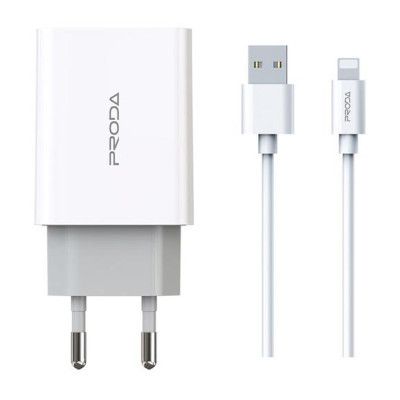 Зарядний пристрій Proda PD-A28i 2хUSB 2.4A + USB Ligthtning 1.0m (PD-A28i-WH)