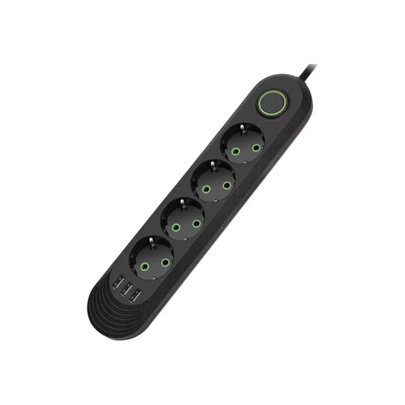 Сетевой фильтр питания Voltronic F04U, 4роз EU, 3*USB Black (F04U-Black)