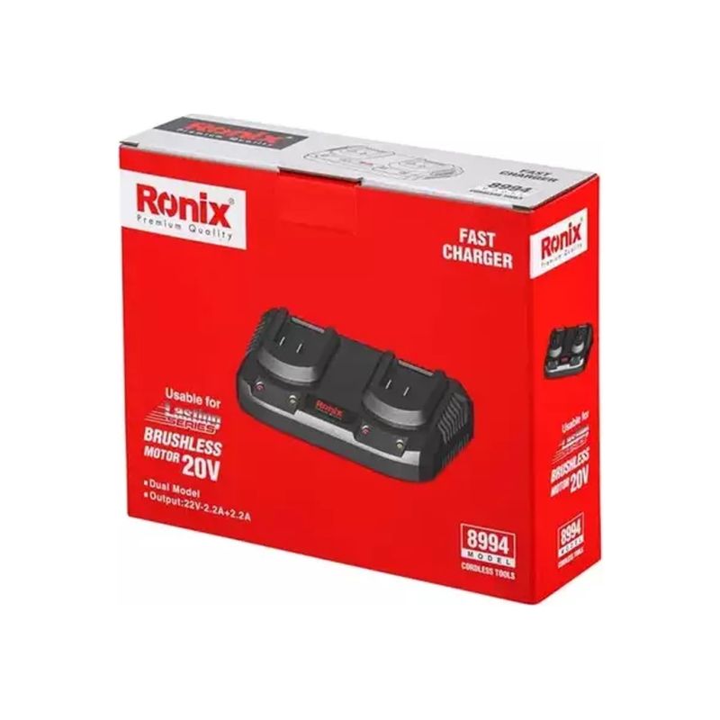 Зарядное устройство для аккумуляторов инструмента Ronix 20В, 2.2А x 2 (8994)