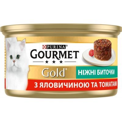Влажный корм для кошек Purina Gourmet Gold. Нежные биточки с говядиной и томатами 85 г (7613035442474)