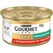 Вологий корм для кішок Purina Gourmet Gold. Ніжні биточки з яловичиною і томатами 85 г (7613035442474)