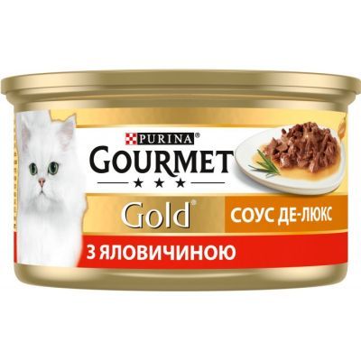Вологий корм для кішок Purina Gourmet Gold. Соус Де-Люкс з яловичиною 85 г (7613036705134)