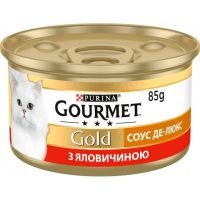 Вологий корм для кішок Purina Gourmet Gold. Соус Де-Люкс з яловичиною 85 г (7613036705134)