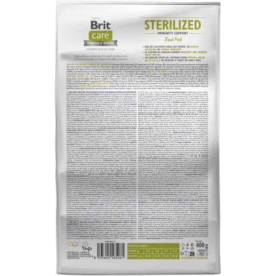 Сухой корм для кошек Brit Care Cat GF Sterilized Immunity Support со свининой 400 г (8595602565061)