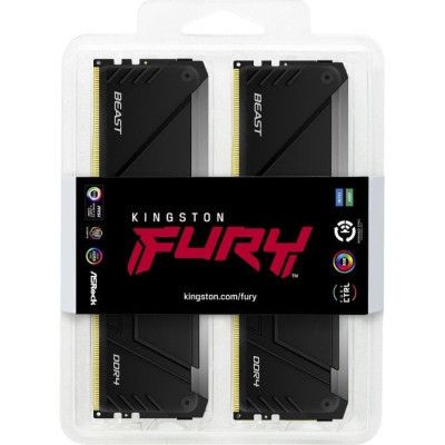 Модуль пам\'яті для комп\'ютера DDR4 64GB (2x32GB) 3200 MHz Beast RGB Black Kingston Fury (ex.HyperX) (KF432C16BB2AK2/64)
