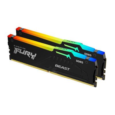 Модуль пам\'яті для комп\'ютера DDR5 64GB (2x32GB) 5600 MHz Beast RGB Kingston Fury (ex.HyperX) (KF556C36BBEAK2-64)