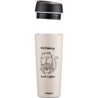 Термокружка Ardesto Coffee Тime Meowning 450 мл Бежева (AR2645WC)