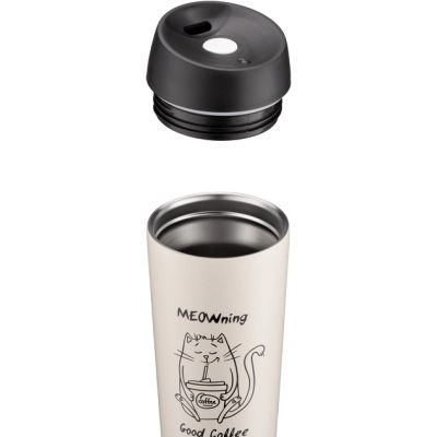 Термокружка Ardesto Coffee Тime Meowning 450 мл Бежева (AR2645WC)