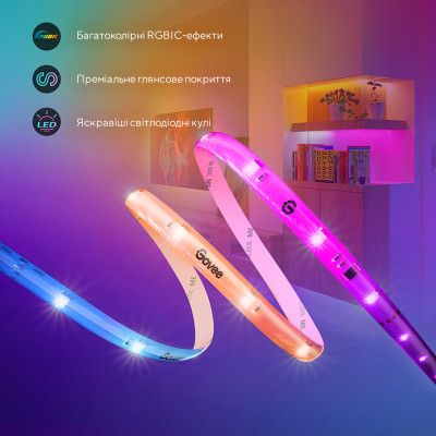 Светодиодная лента Govee RGBIC Basic Wi-Fi + Bluetooth LED Strip Light With Protective Coating 10м Білий (H619C3D1)