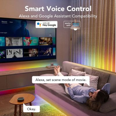 Светодиодная лента Govee RGBIC Basic Wi-Fi + Bluetooth LED Strip Light With Protective Coating 10м Білий (H619C3D1)