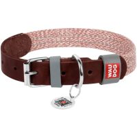 Ошейник для животных WAUDOG Classic из кожи и восстановленного хлопка M 20 мм х 30-39 см коричневый (58926)