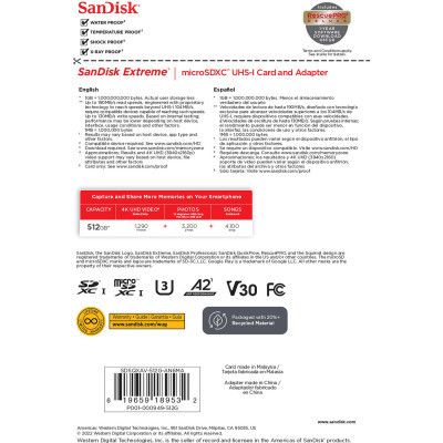 Карта пам\'яті SanDisk 512GB microSD class 10 UHS-I U3 V30 Extreme (SDSQXAV-512G-GN6MA)