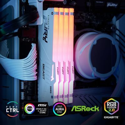 Модуль пам\'яті для комп\'ютера DDR5 32GB 6000 MHz Beast AM5 RGB White Kingston Fury (ex.HyperX) (KF560C36BWEA-32)