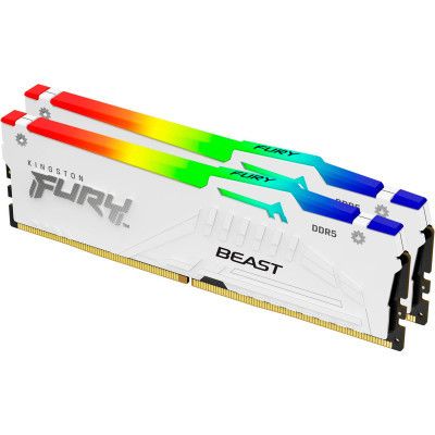 Модуль пам\'яті для комп\'ютера DDR5 32GB (2x16GB) 5600 MHz FURY Beast White RGB Kingston Fury (ex.HyperX) (KF556C40BWAK2-32)
