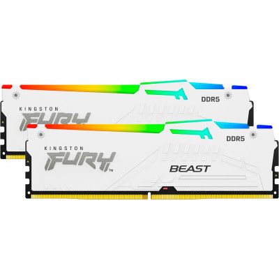 Модуль пам\'яті для комп\'ютера DDR5 32GB (2x16GB) 5600 MHz FURY Beast White RGB Kingston Fury (ex.HyperX) (KF556C40BWAK2-32)