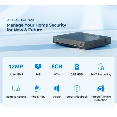 Реєстратор для відеоспостереження Reolink NVS8 без HDD (RLN8-410 без HDD)