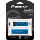 USB флеш накопитель Kingston 32GB IronKey Keypad 200 AES-256 Encrypted Blue USB 3.2 (IKKP200/32GB)