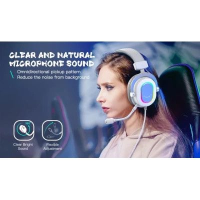 Навушники Fifine H6 RGB 7.1 White (H6W)