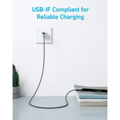 Дата кабель USB 2.0 AM to USB-C 0.9m 322 Black Anker (A81H5G11)