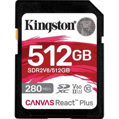 Карта пам\'яті Kingston 512GB SDXC class 10 UHS-II U3 Canvas React Plus (SDR2V6/512GB)