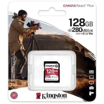 Карта памяти Kingston 128GB SDXC class 10 UHS-II U3 Canvas React Plus (SDR2V6/128GB)