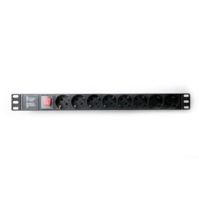 Силовой блок 19" 1U 8xSchuko, вимикач, С14 Kingda (KD-PDU-GM-1U-P8-C14)
