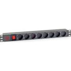 Силовой блок 19" 1U 8xSchuko, вимикач, С14 Kingda (KD-PDU-GM-1U-P8-C14)