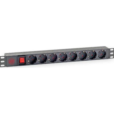 Силовой блок 19" 1U 8xSchuko, вимикач, С14 Kingda (KD-PDU-GM-1U-P8-C14)