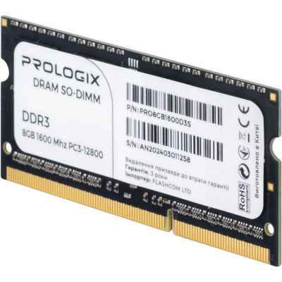 Модуль пам\'яті для ноутбука SoDIMM DDR3 8GB 1600 MHz Prologix (PRO8GB1600D3S)