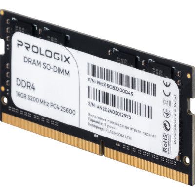 Модуль пам\'яті для ноутбука SoDIMM DDR4 16GB 3200 MHz Prologix (PRO16GB3200D4S)