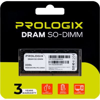 Модуль пам\'яті для ноутбука SoDIMM DDR4 16GB 3200 MHz Prologix (PRO16GB3200D4S)