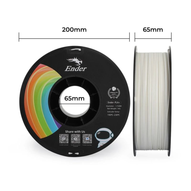 Пластик для 3D-принтера Creality PLA+ 1кг, 1.75мм, white (3301010305)