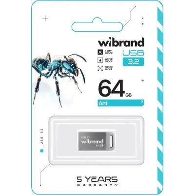 USB флеш накопитель Wibrand 64GB Ant Silver USB 3.2 Gen 1 (USB 3.0) (WI3.2/AN64M4S)