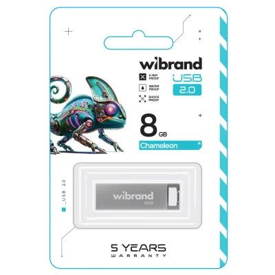 USB флеш накопичувач Wibrand 8GB Chameleon Silver USB 2.0 (WI2.0/CH8U6S)