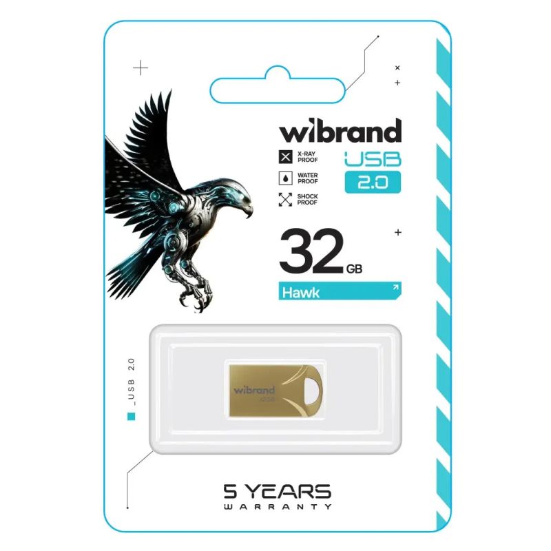 USB флеш накопитель Wibrand 32GB Hawk Gold USB 2.0 (WI2.0/HA32M1G)