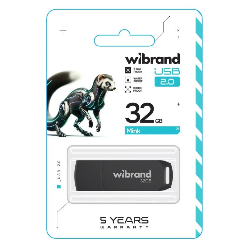 USB флеш накопитель Wibrand 32GB Mink Black USB 2.0 (WI2.0/MI32P4B)