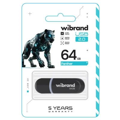USB флеш накопитель Wibrand 64GB Panther Black USB 2.0 (WI2.0/PA64P2B)