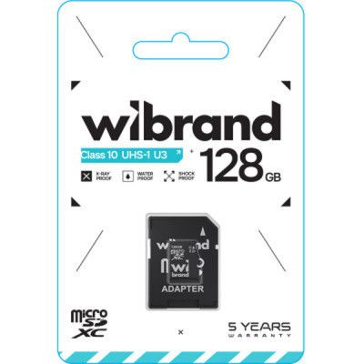 Карта памяти Wibrand 128GB microSD class 10 UHS-I U3 (WICDHU3/128GB-A)